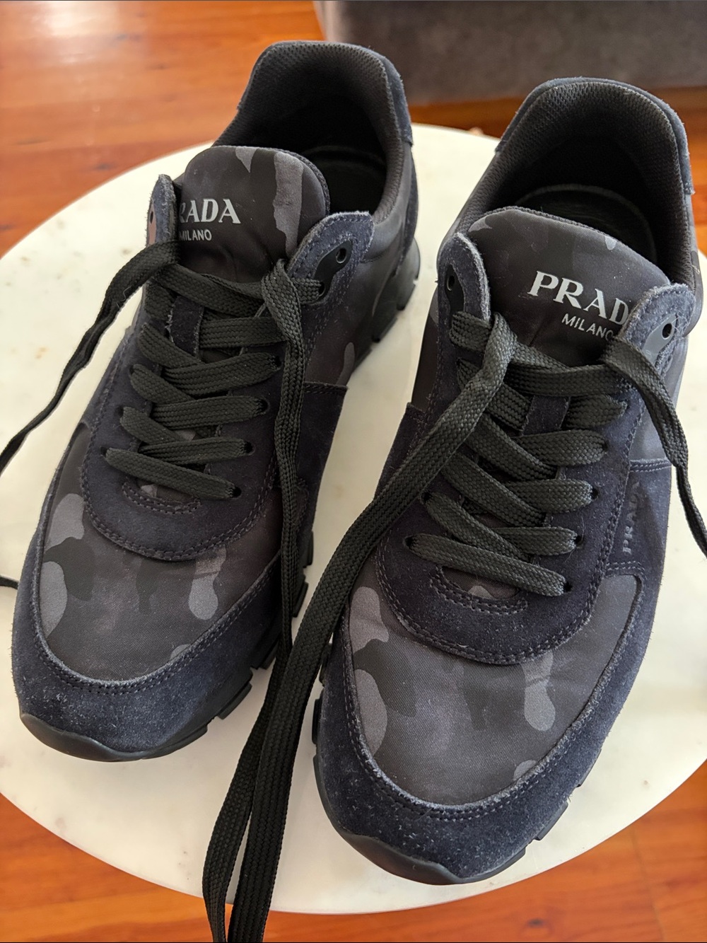Prada Men’s Black & Dark Gray Camouflage Sneakers Size 8.5 US